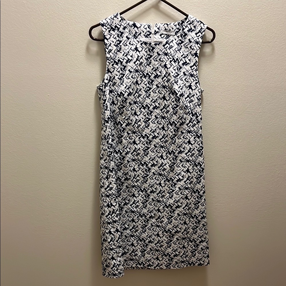 White and navy patterned Peserico dress